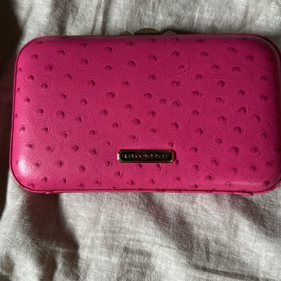 Rebecca minkoff pink ostrich embossed clutch shoulder bag - Picture 3 of 12